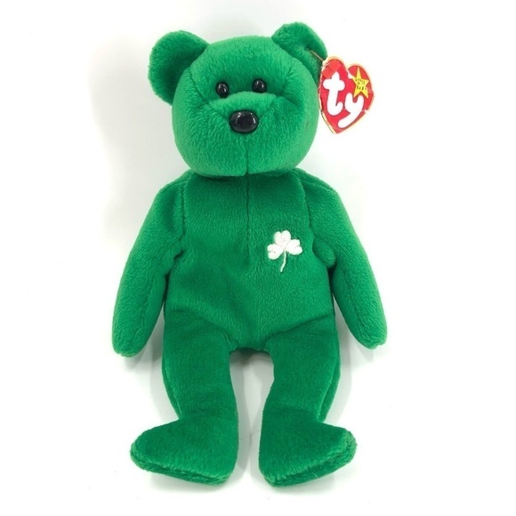 Ty Beanie Baby Retired Erin Bear 1997 Irish Green Shamrock Rare Errors Plush Toy - Picture 11 of 11